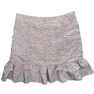 PAPAYA Ruffled Mini Skirt Floral Zip Up Back Size Small Bohemian Summer Preppy